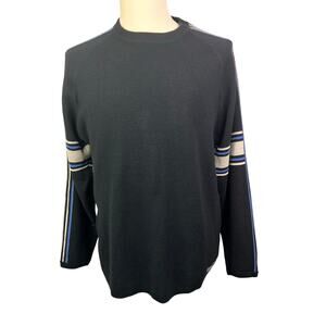 Vintage Unionbay Sweater Size Large black Stripe Crewneck Pullover Skate Y2K